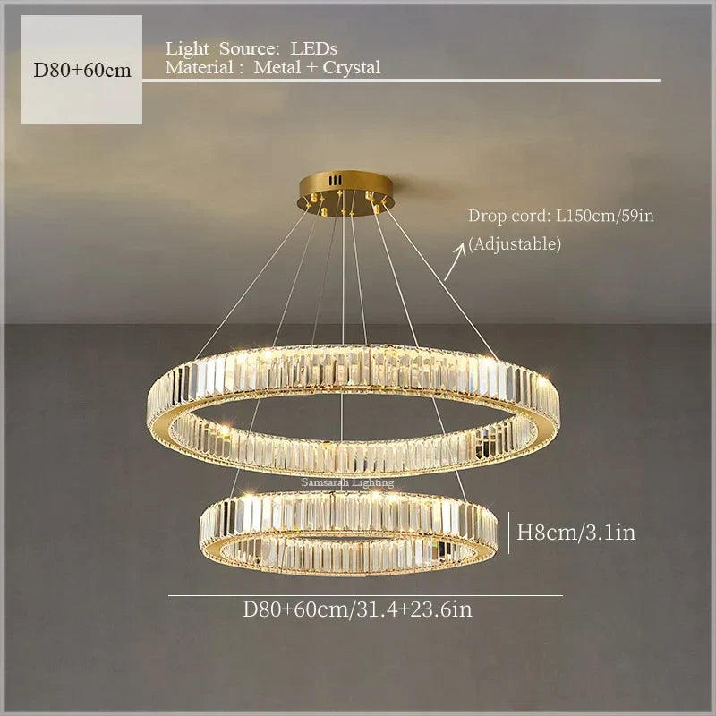 DecorBites™ Crystal Ceiling Pendant Chandelier for Luxe Room Decor