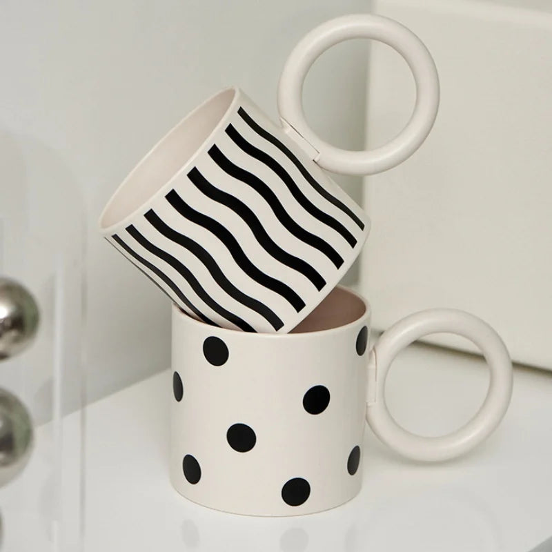™ Korean Style Fatty Mug Splash Ink Plastic Cup Couple Coffee Tea Drinkware