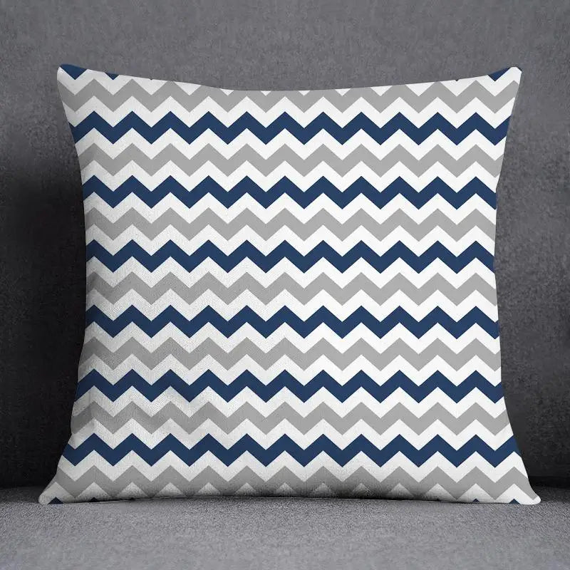 DecorBites™ Blue Geometric Floral Design Pillowcase - Modern Home Decor Cushion Cover