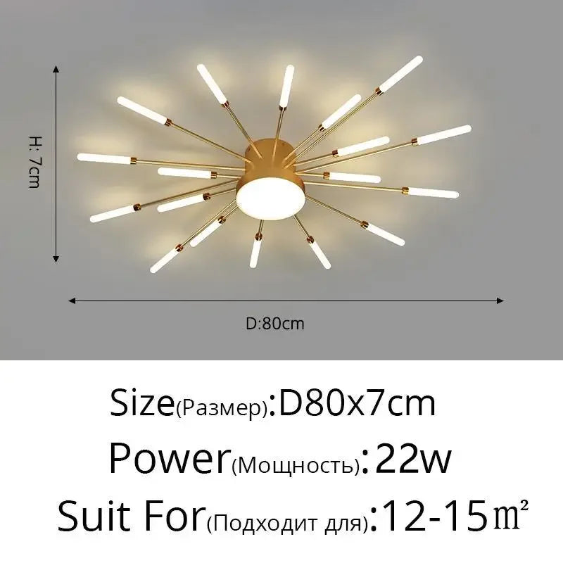 DecorBites™ Black Gold LED Chandelier: Modern Ceiling Pendant Lights for Home Living Room, Bedroom, Kitchen
