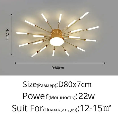 DecorBites™ Black Gold LED Chandelier: Modern Ceiling Pendant Lights for Home Living Room, Bedroom, Kitchen