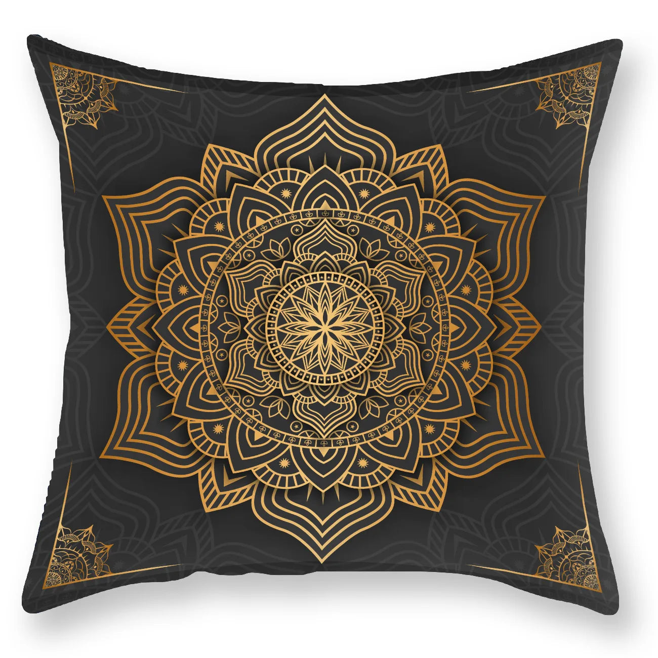 DecorBites™ Black Gold Mandala Luxury Printed Pillowcase §