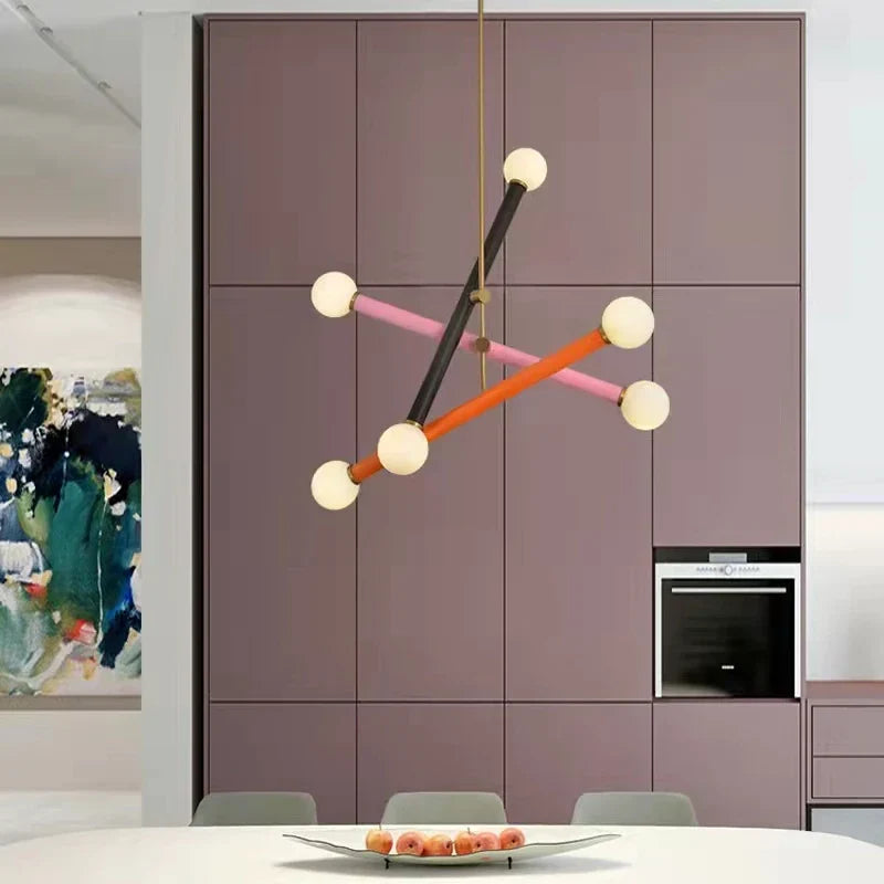 DecorBites™ Colorful Chandelier Art Deco Lighting for Dining Room, Bedroom, or Parlor