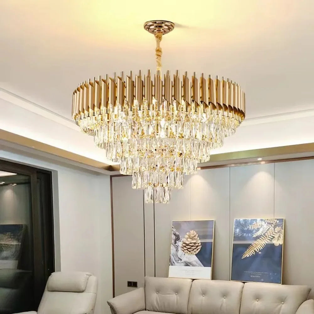 DecorBites™ Black Crystal Chandelier: Modern Luxury LED Lighting for Living Room, Bedroom