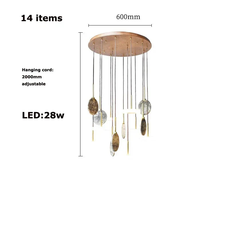 DecorBites™ Deco Wood & Marble LED Chandelier for Dinning Room