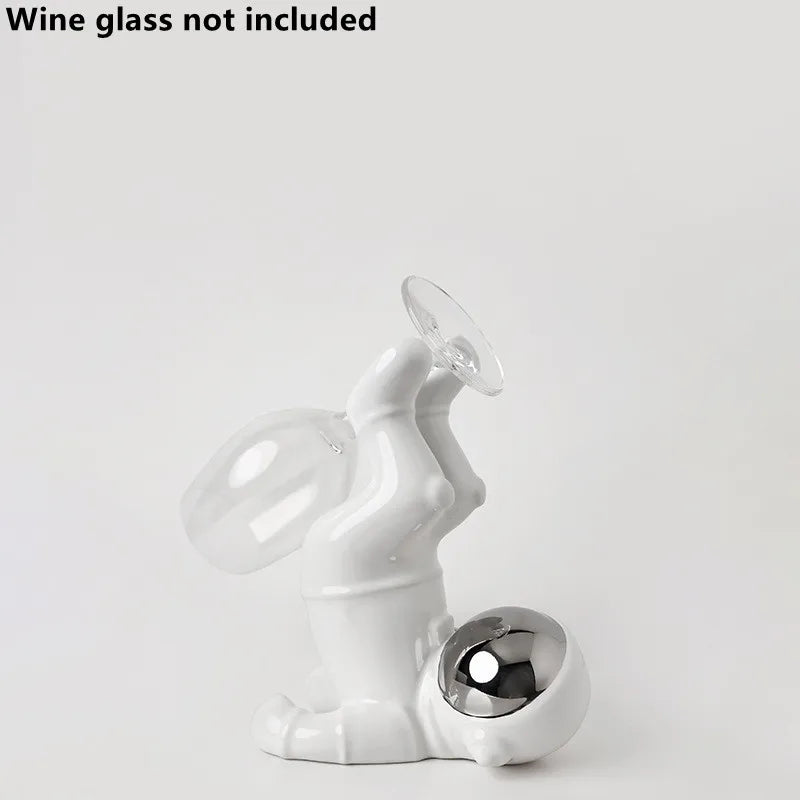 DecorBites™ Astronaut Ceramic Wine Rack: Handmade Bar Accessories, Animal Sculpture Figurine