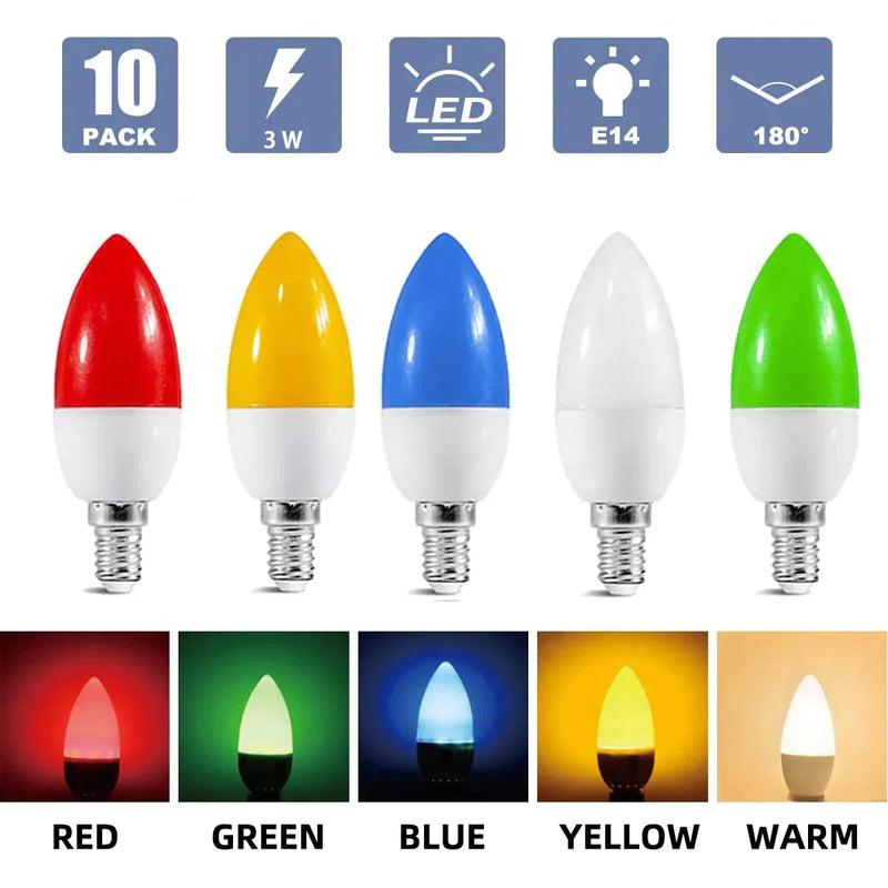 ™ LED Bulb E14 3W RGB Colorful Candle Light 5 Color SMD Flashlight Bulb