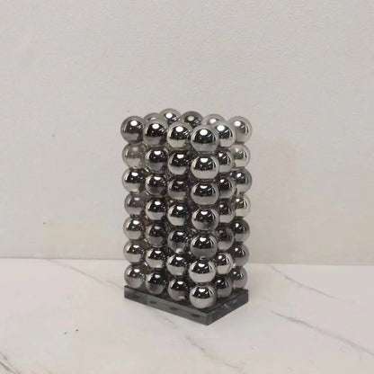 DecorBites™ Geometric Crystal Ball Silver Ball Glass Vase, Home Decoration Accessories