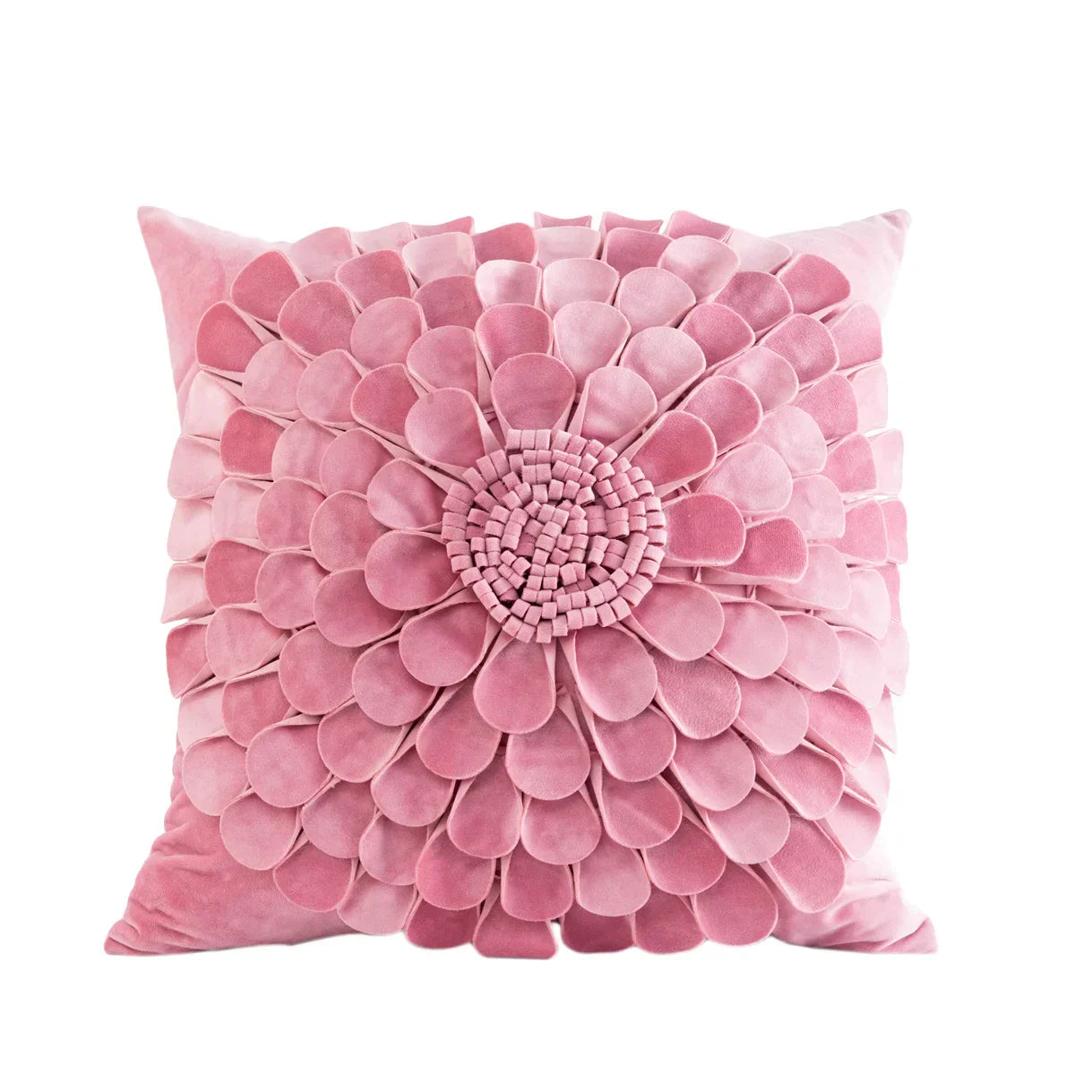 DecorBites™ 3D Velvet Flower Pillow Covers in Yellow Beige 45x45cm