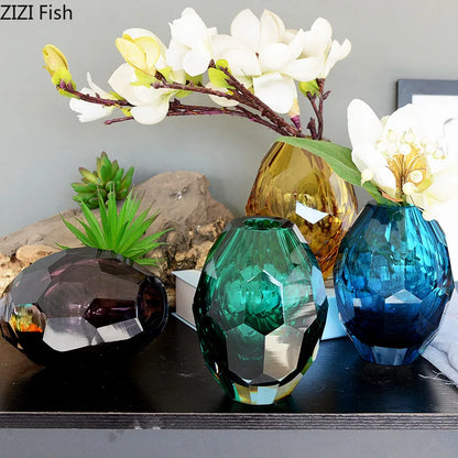 DecorBites™ Amber Glass Vase for Desk Decoration and Floral Arrangement