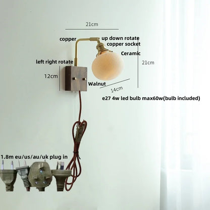 DecorBites™ Ceramic LED Wall Light Fixture Reading Coffee Nordic Modern Rotatable Bedside Lamp