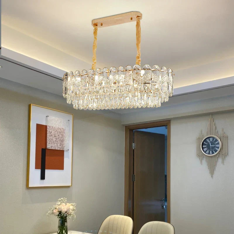 DecorBites™ Crystal Chandelier LED Light: Modern Luxury Restaurant Hall Lighting