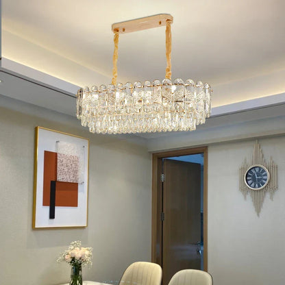 DecorBites™ Crystal Chandelier LED Light: Modern Luxury Restaurant Hall Lighting