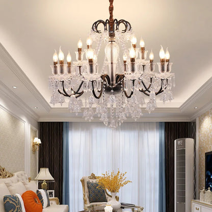 DecorBites™ Black Gold Crystal Chandelier Pendant Light for Elegant Living Spaces
