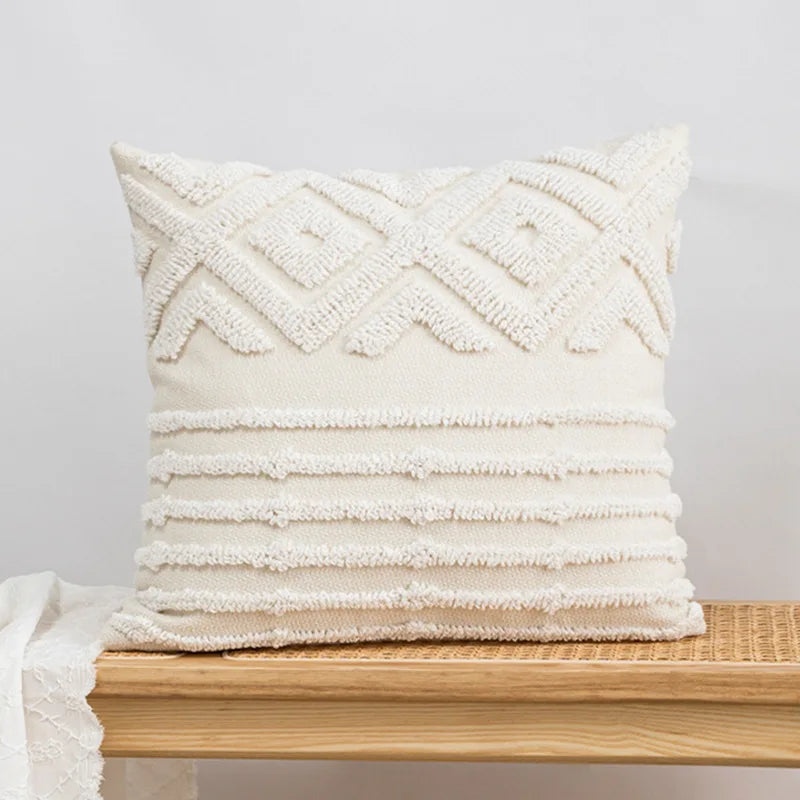 DecorBites™ Lace Tassel Cushion Tufted Sofa Pillowcase for Office Chair Pad