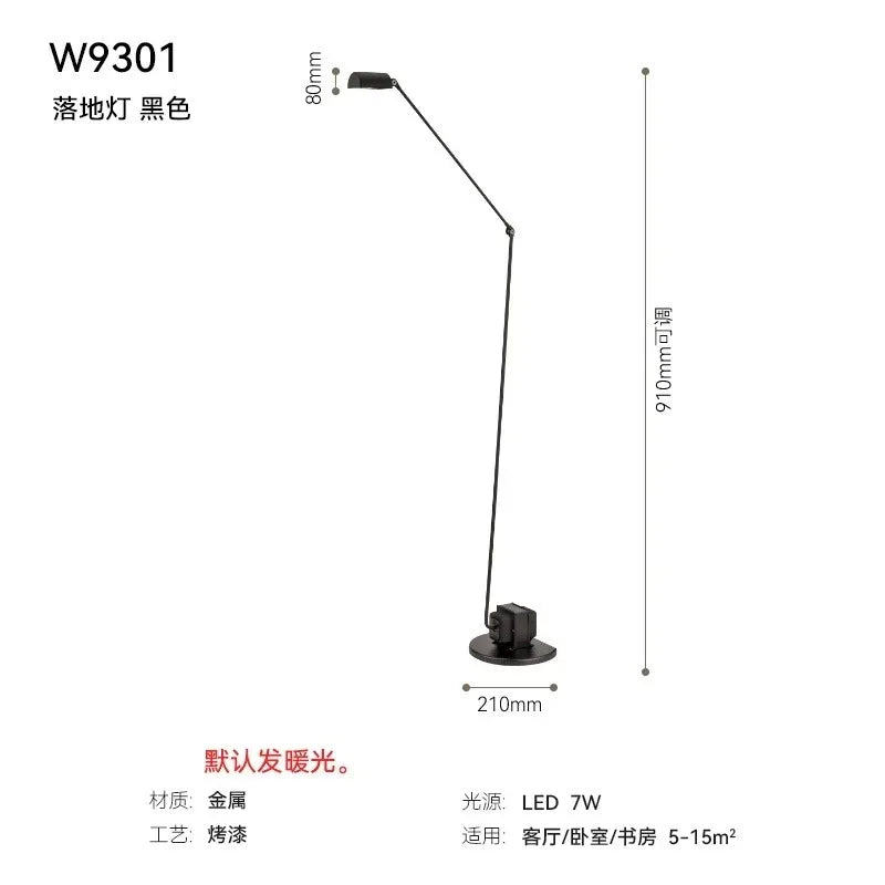 DecorBites™ Lumina Adjustable Long Arm Floor Lamp - Industrial Design for Reading and Study Room