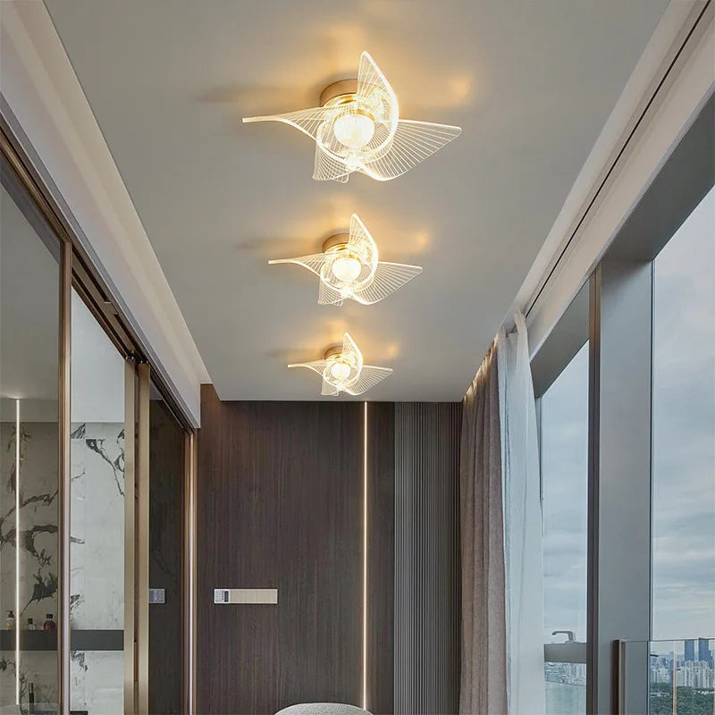 ™ Gold Acrylic LED Ceiling Light - Modern Nordic Style Lighting for Home Decor