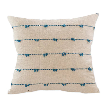 DecorBites™ Cotton Stripe Jacquard Cushion Cover Set: Blue Yellow Grey Pink Beige Black