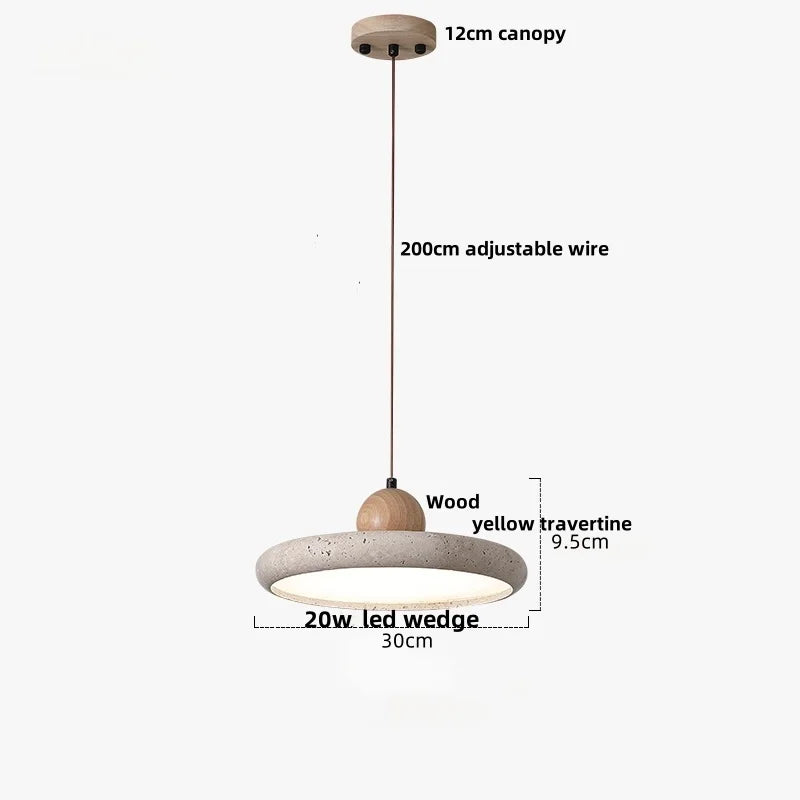 DecorBites™ LED Pendant Lamp Wood Globe Round Yellow Stone Hanging Lights
