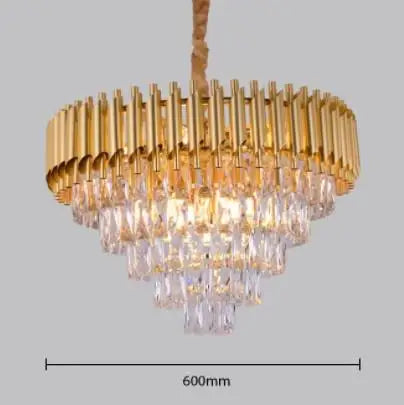 DecorBites™ Black Gold Metal LED Chandelier Living Room Dining Modern Lustre Crystal Hanging Lamp