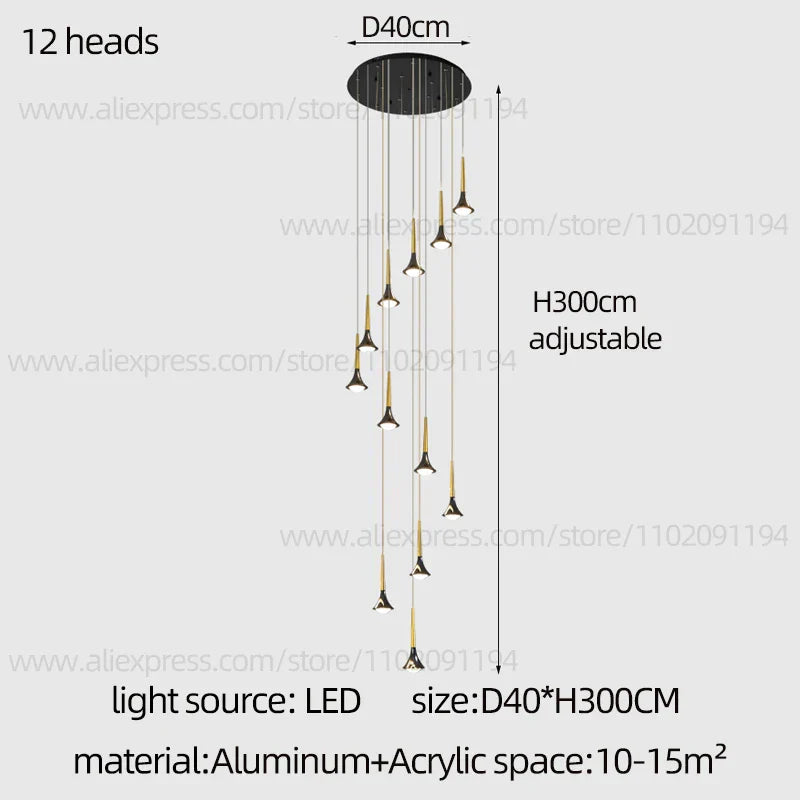 DecorBites™ Contemporary Horn Chandelier: Restaurant & Living Room Ceiling Pendant Lighting