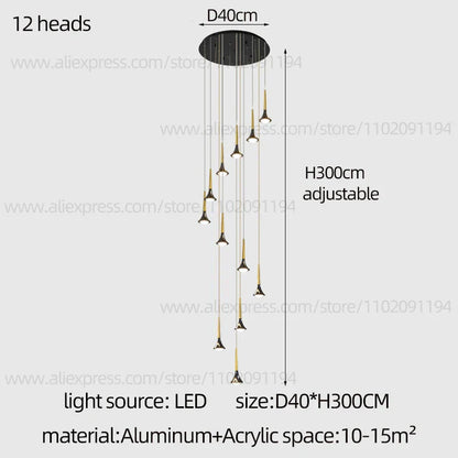 DecorBites™ Contemporary Horn Chandelier: Restaurant & Living Room Ceiling Pendant Lighting