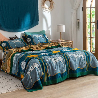DecorBites™ Cotton Gauze Towel Blanket - Double Sided Yarn-Dyed Jacquard for Adult and Children