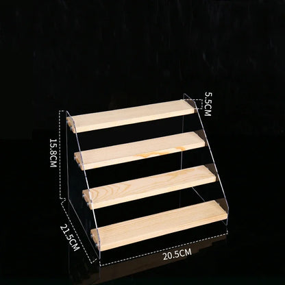Modern clear acrylic and wood makeup organizer display – bedroom storage