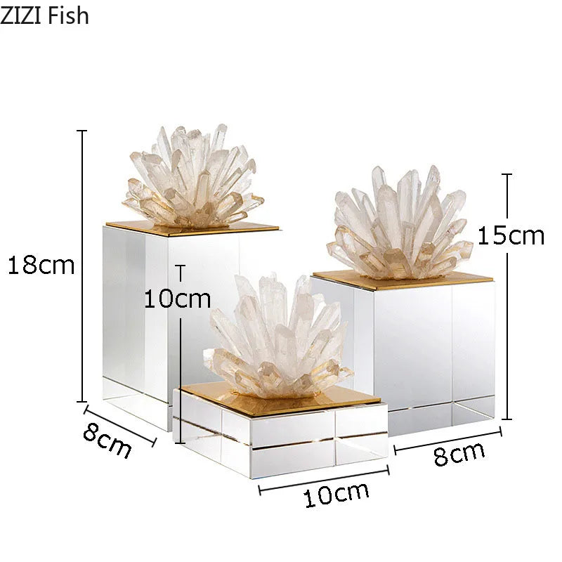DecorBites™ Agate Stone Crystal Sculpture Gold-plated Marble Ornament for Living Room Desk