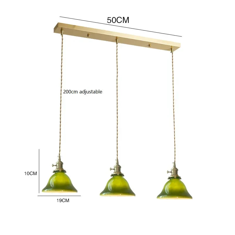 ™ Green Glass LED Pendant Light for Home, Restaurant, Bar, and Loft Style Decor.