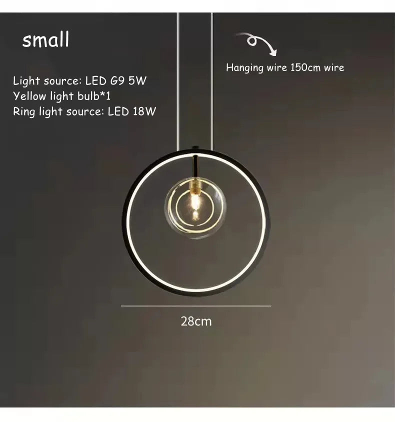 DecorBites™ Ball Bubble LED Chandelier: Modern Round Ring Pendant Light for Dining Room & Bar