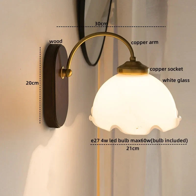 DecorBites™ Iron Glass LED Wall Lights Modern Bedside Lamp 4w Bulb for Bathroom Bedroom Living Room