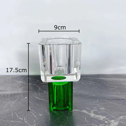 DecorBites™ Geometric Square Glass Vase Artificial Flowers Modern Floral Arrangement