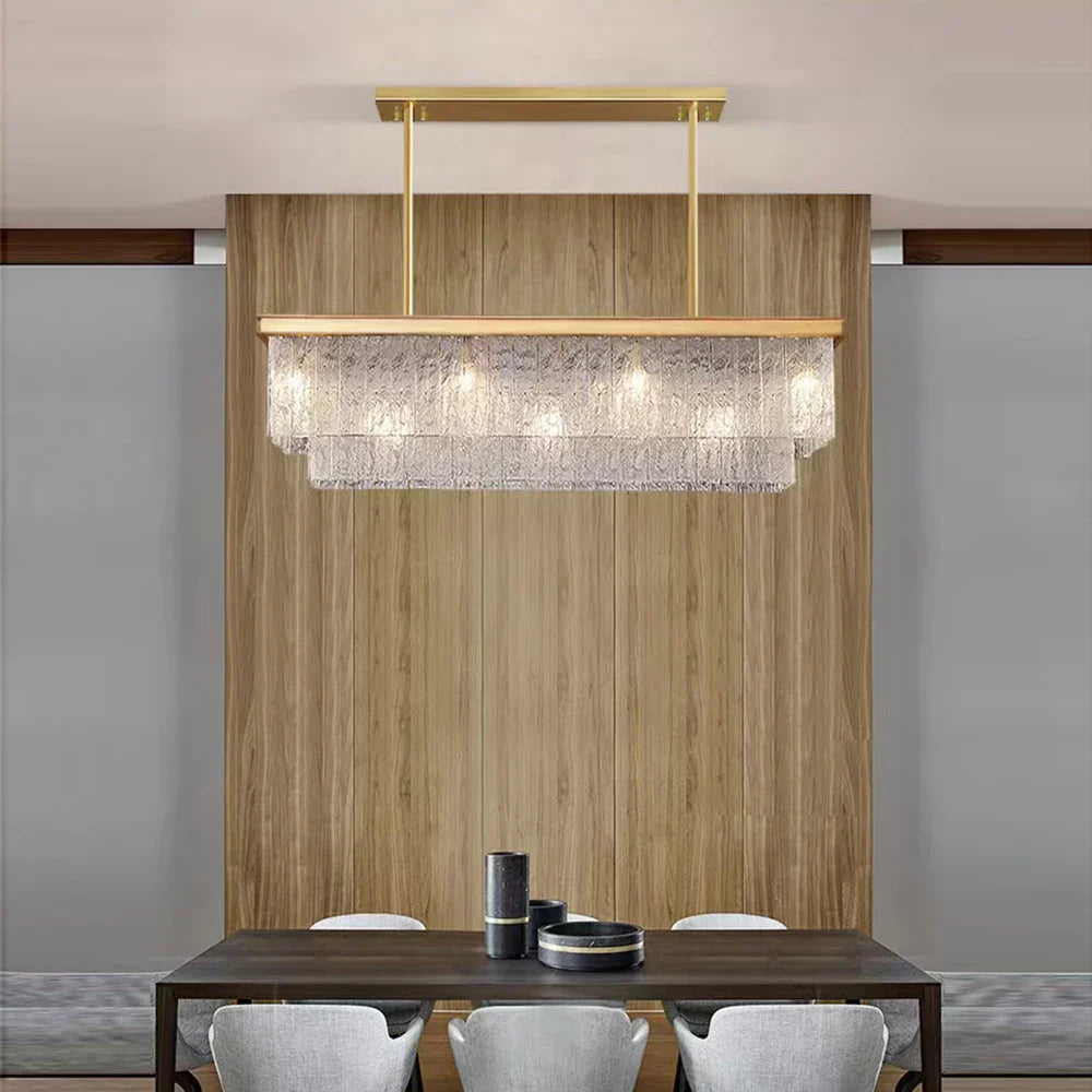 DecorBites™ Crystal LED Chandelier: Minimalist Luxury Lighting for Dinning Table