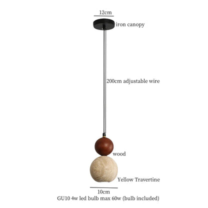 DecorBites™ LED Pendant Light Yellow Travertine Modern Hanging Lampara