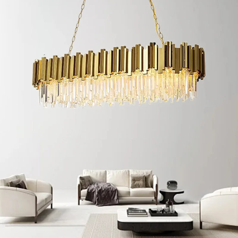 ™ Gold Crystal Chandelier: Modern Luxury LED Pendant Lights for Living, Dining, Bedroom Decor