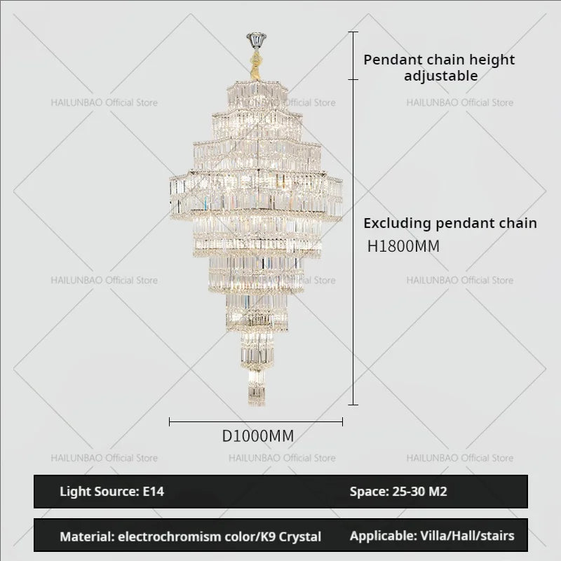 DecorBites™ Crystal Chandelier for Living Room in European Duplex Villa with Post-Modern Hall Luxury