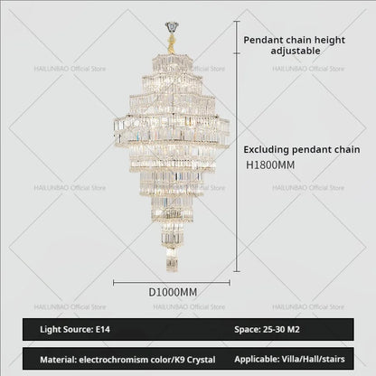 DecorBites™ Crystal Chandelier for Living Room in European Duplex Villa with Post-Modern Hall Luxury
