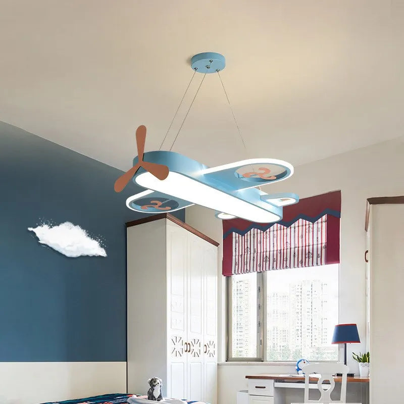 DecorBites™ Kids Airplane Pendant Lights Wood Metal Sconces Nursery School LED
