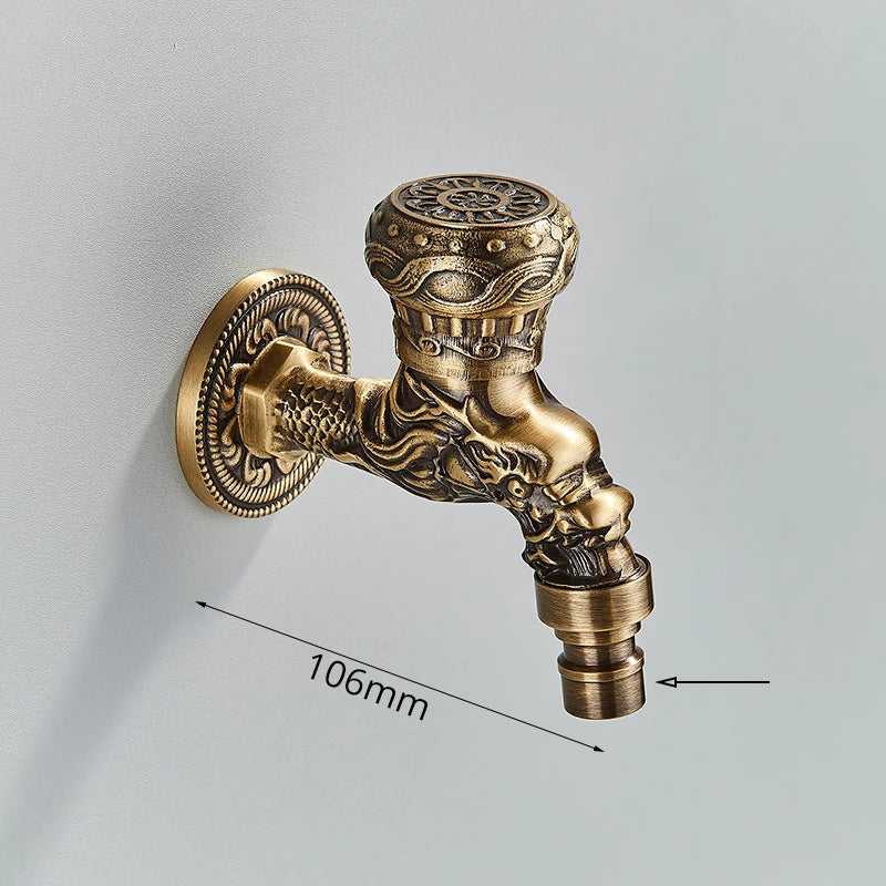 DecorBites™ Antique Brass Wall Mounted Washing Machine Faucet for Bathroom, Outdoor, Garden, Bath, Toilet