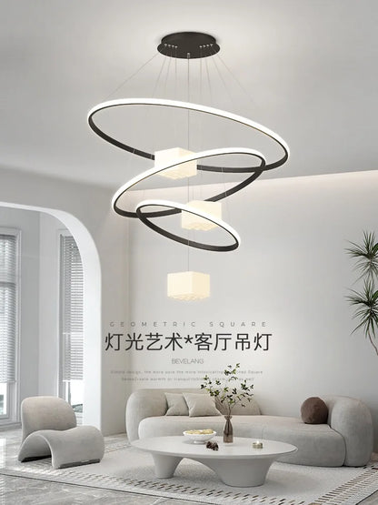 DecorBites™ LED Chandelier: Modern Living Room Kitchen Hanging Light, White Indoor Lighting Fixture