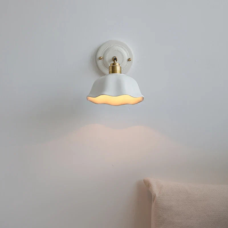 DecorBites™ Ceramic LED Wall Light with Copper Arm Socket for Bedroom Living Room