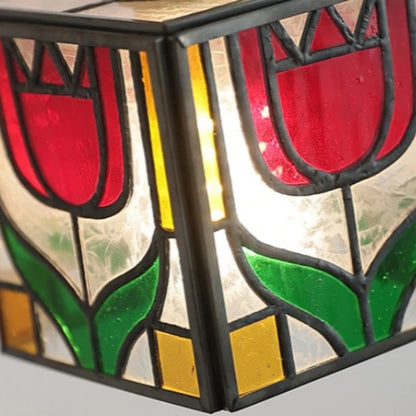 DecorBites™ Colorful Square Glass LED Wall Lights with Pull Chain Switch, Tiffany Style