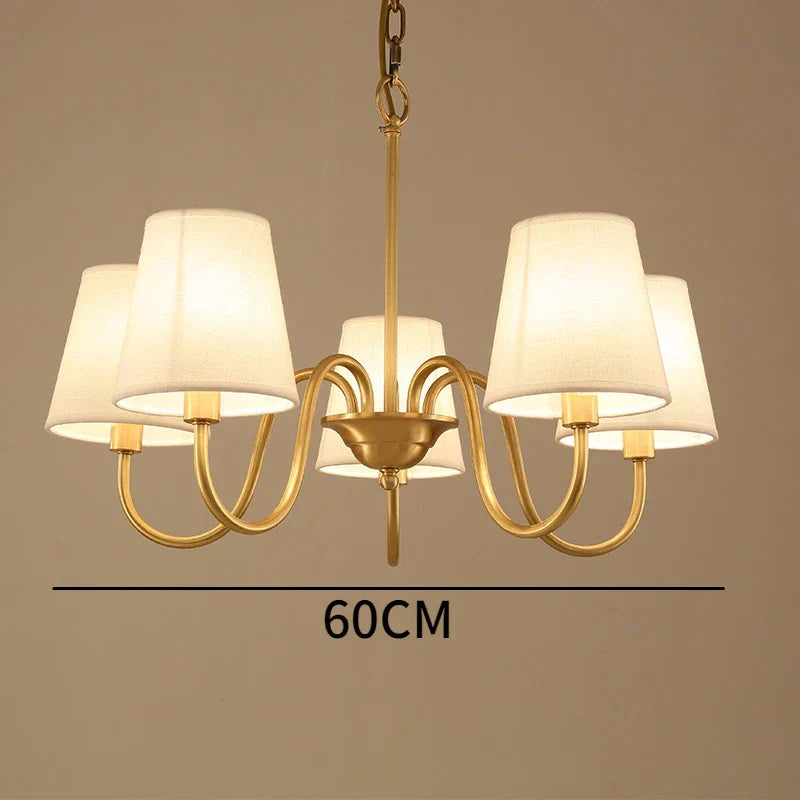 DecorBites™ Copper Ceiling Chandelier with Fabric Lampshade for Living Room and Bedroom