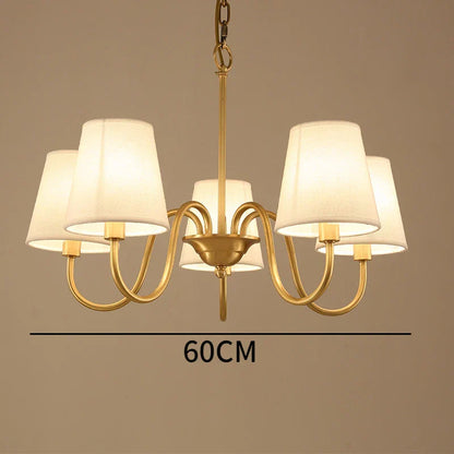 DecorBites™ Copper Ceiling Chandelier with Fabric Lampshade for Living Room and Bedroom