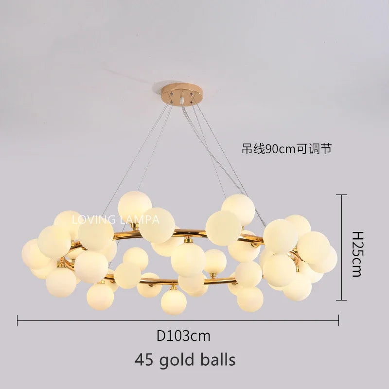 DecorBites™ Glass Ball LED Chandelier Pendant Lamp, Modern Round Design for Home Decor Lighting