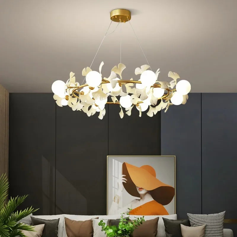 DecorBites™ LED Gingko Leaf Branch Ceiling Chandelier Modern Living Room Bedroom Light