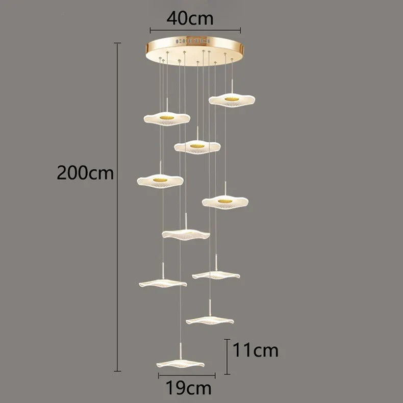 DecorBites™ Crystal Chandelier Stair Pendant Lamp Living Room Pendant Lights Interior Lighting