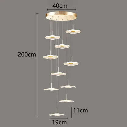 DecorBites™ Crystal Chandelier Stair Pendant Lamp Living Room Pendant Lights Interior Lighting
