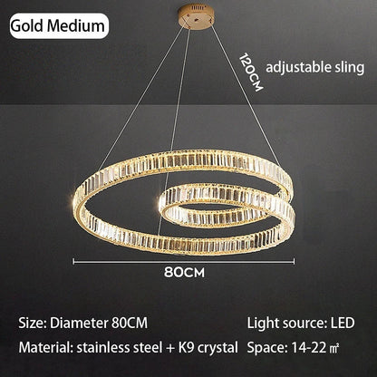 DecorBites™ Crystal Chandelier LED Light Fixture, Luxury Decor Hanging Lamp, Modern Home Lighting